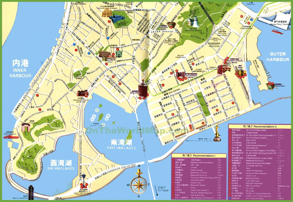 turistattraktioner i Macau karta