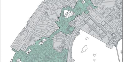 Karta historiska stadskärnan i Macau